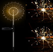 New Ground Plug Solar Fireworks Light LED Light String Copper Wire Outdoor Garden Decoration Star Lights Christmas Lights