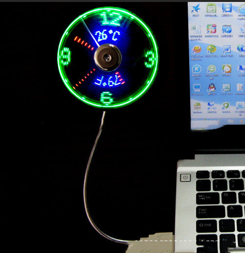 USB Clock  Word Fan Led Light Fan Mini Fan USB