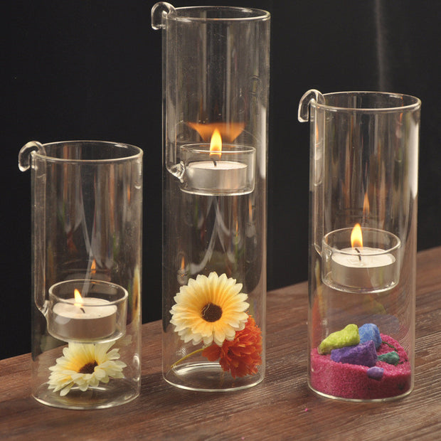 Minimalist Transparent Glass Cylindrical Oil Lamp