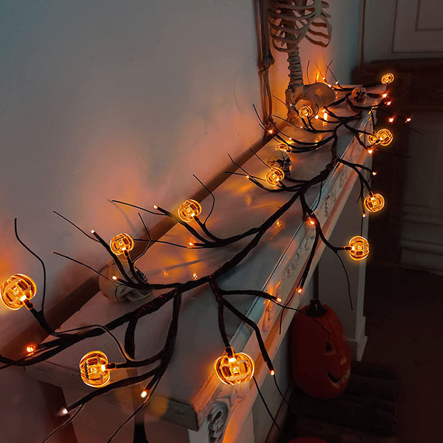 Halloween LED Willow Vine String Light Bat Pumpkin