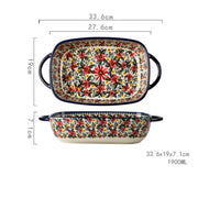 Polish Porcelain Double-eared Rectangular Baking Pan Ceramic Baking Pan Handle Bowl Household Oven Microwave Dinner Set Plates and Dishes