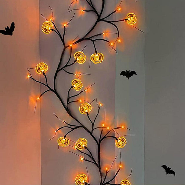 Halloween LED Willow Vine String Light Bat Pumpkin