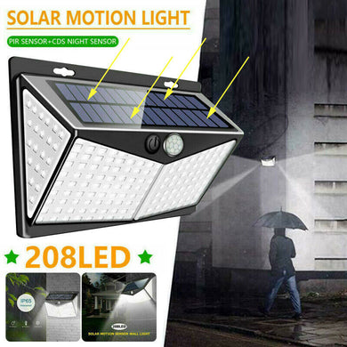 Solar Power Light Motion Sensor Outdoor Yard Garden Wall Lamp Waterproof 208 LED