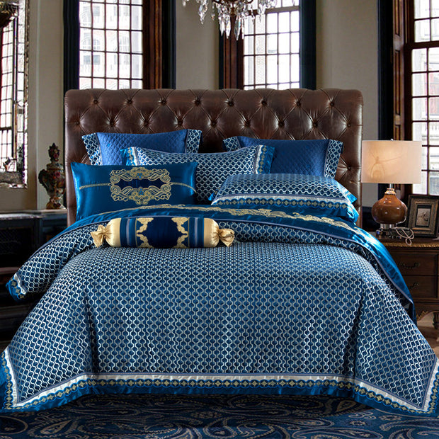 Luxurious Silk Series Palace Style Embroidered Jacquard/Cotton Bedding Set