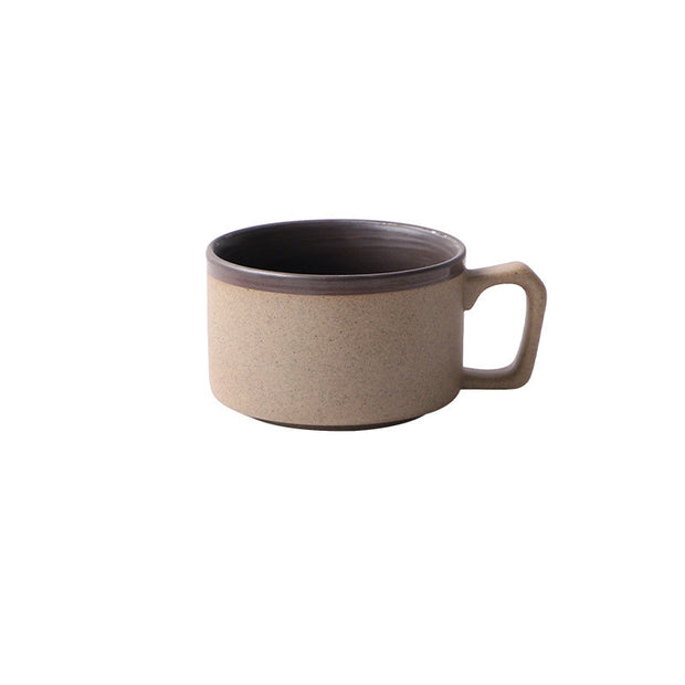 Japanese Retro Coffee Cup And Saucer Set Thick Ceramic Vie Cup Mug