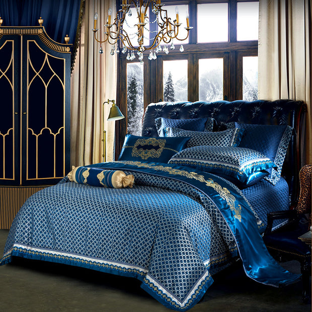 Luxurious Silk Series Palace Style Embroidered Jacquard/Cotton Bedding Set