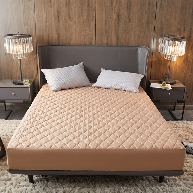 Solid Color Quilted Waterproof Fitted Sheet