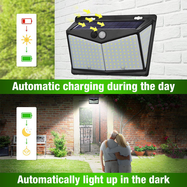 Solar Power Light Motion Sensor Outdoor Yard Garden Wall Lamp Waterproof 208 LED