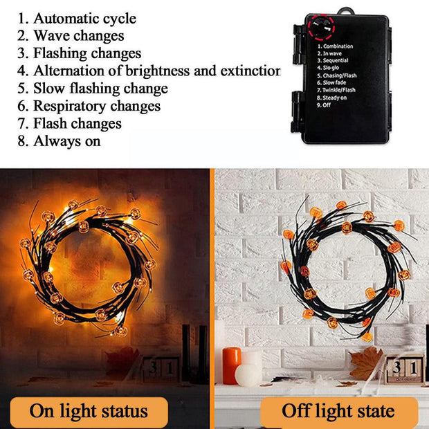 Halloween LED Willow Vine String Light Bat Pumpkin