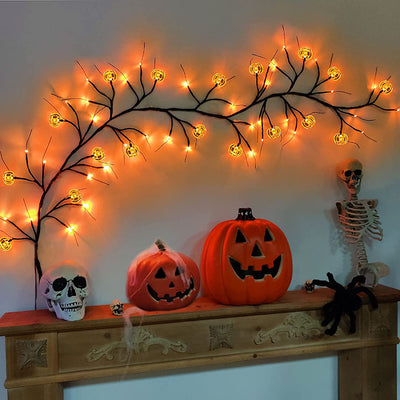 Halloween LED Willow Vine String Light Bat Pumpkin