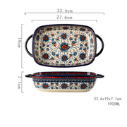 Polish Porcelain Double-eared Rectangular Baking Pan Ceramic Baking Pan Handle Bowl Household Oven Microwave Dinner Set Plates and Dishes