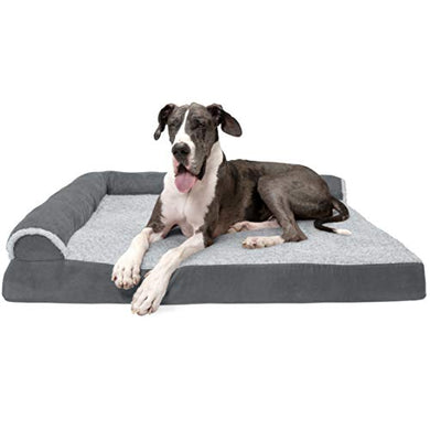 Furhaven Two-Tone L-Shaped Orthopedic Foam Dog Bed